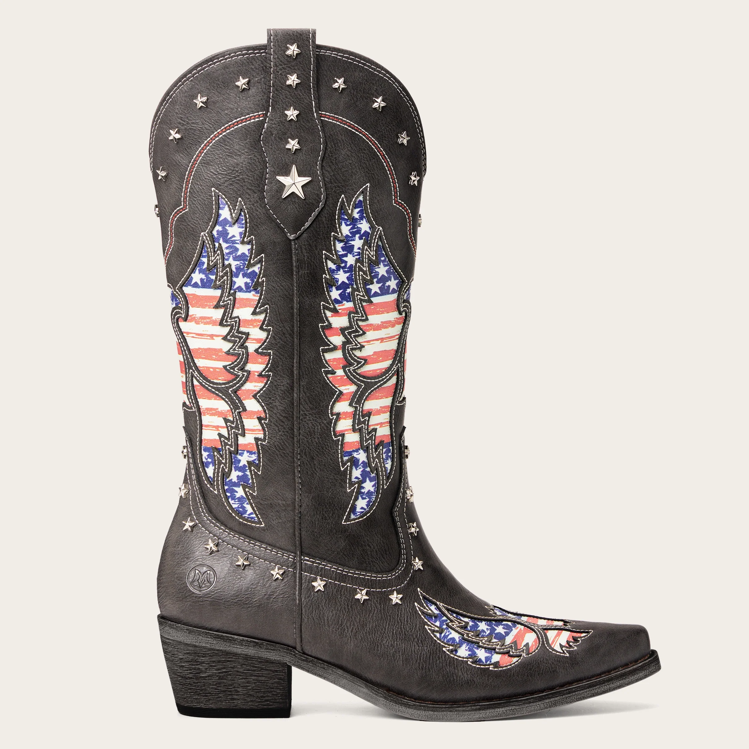 The Liberty - Grey Cowgirl Boots with 50 Stars & American Flag Eagle Embroidery - Image 9