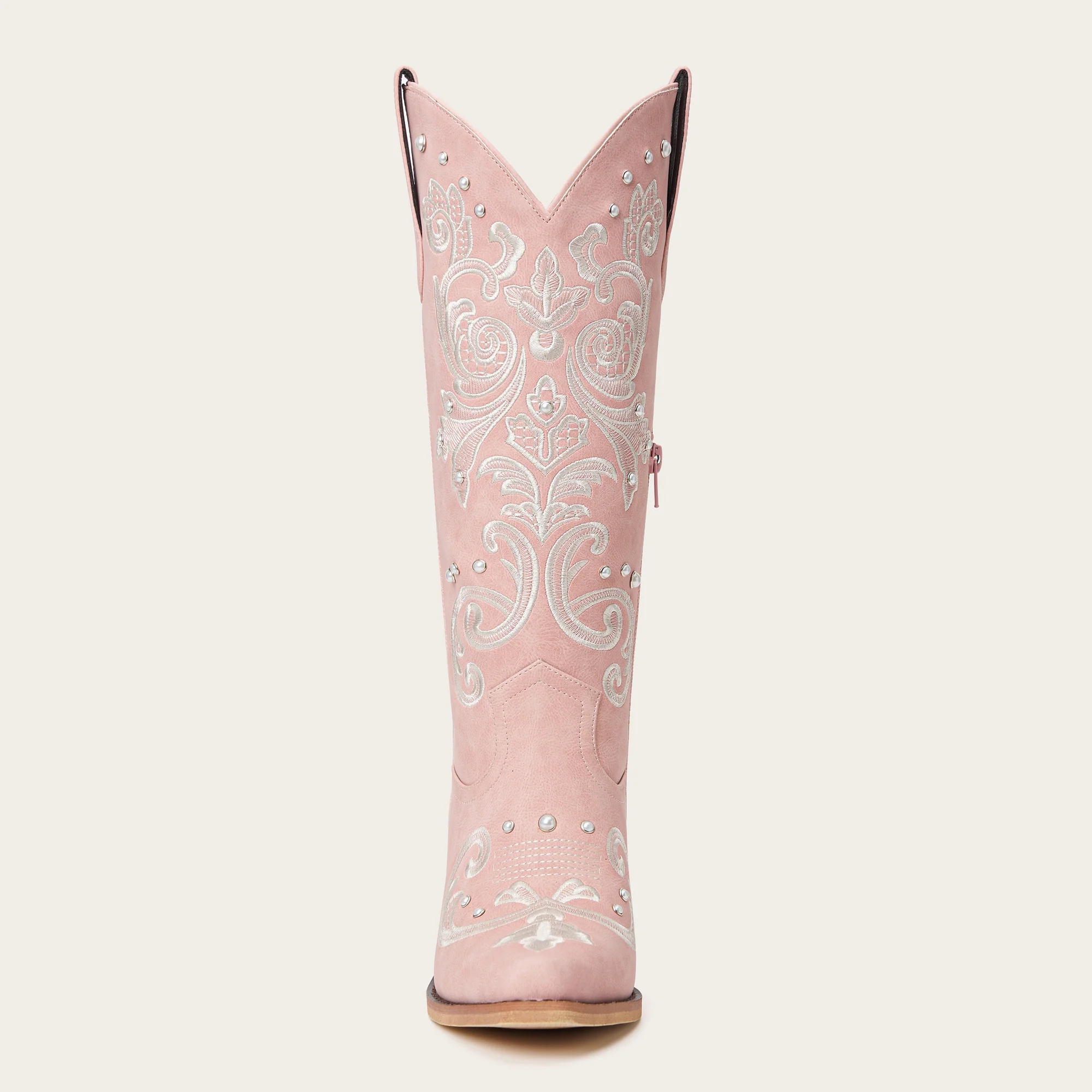 The Missie - Pink Embroidered Cowgirl Boots with Pearls and Elegant Western Flair - Image 12