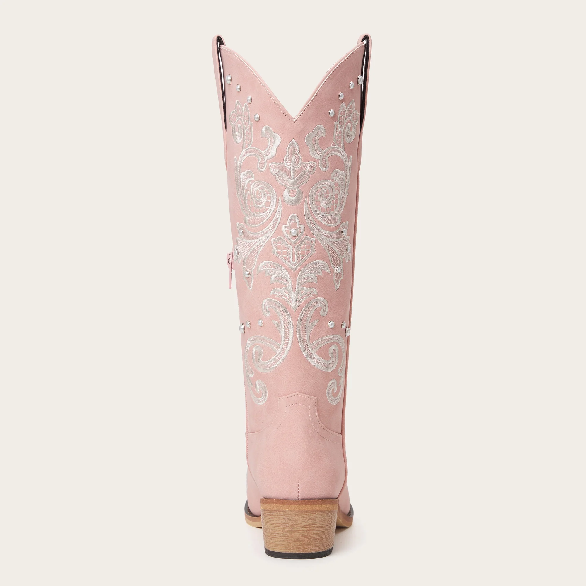 The Missie - Pink Embroidered Cowgirl Boots with Pearls and Elegant Western Flair - Image 13