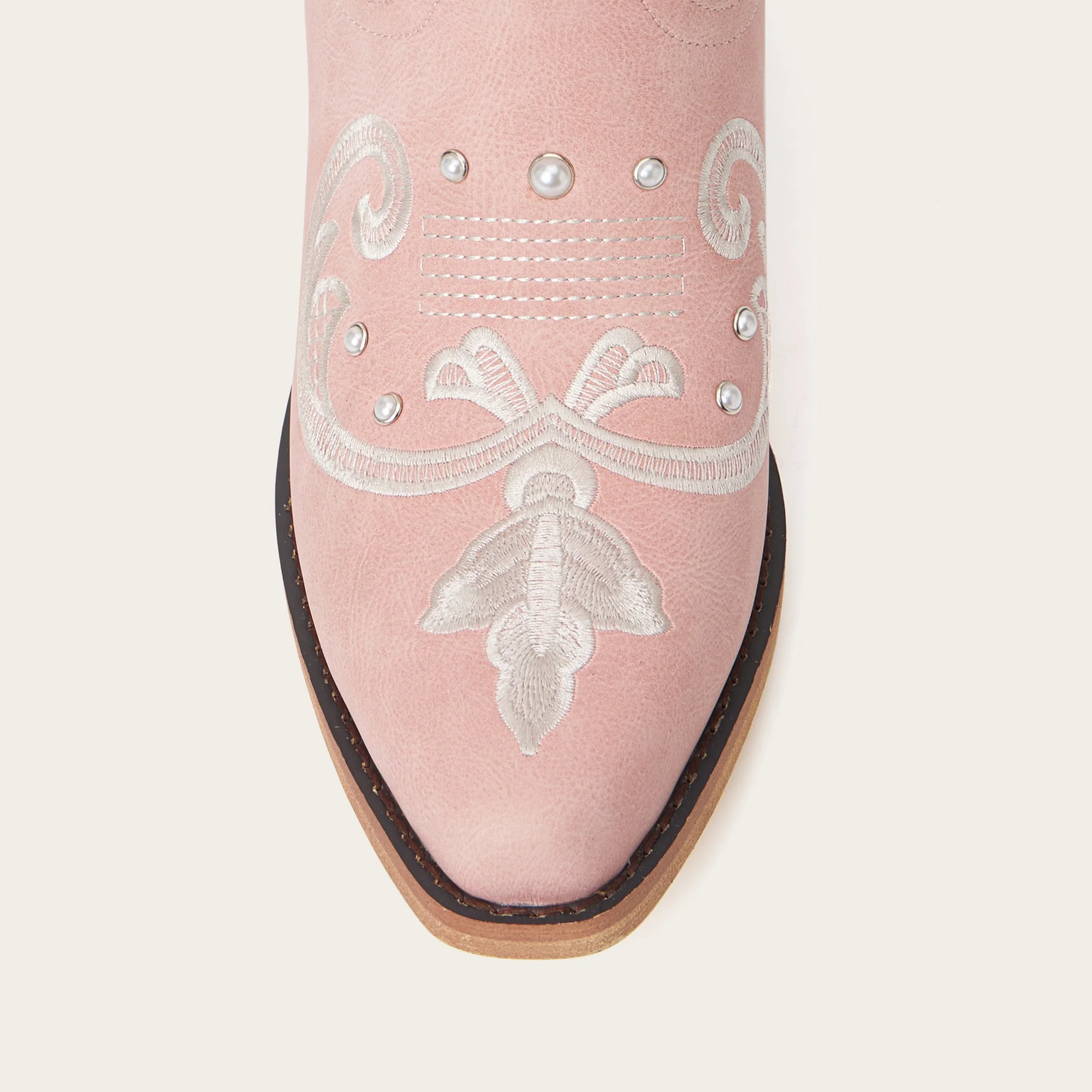 The Missie - Pink Embroidered Cowgirl Boots with Pearls and Elegant Western Flair - Image 9