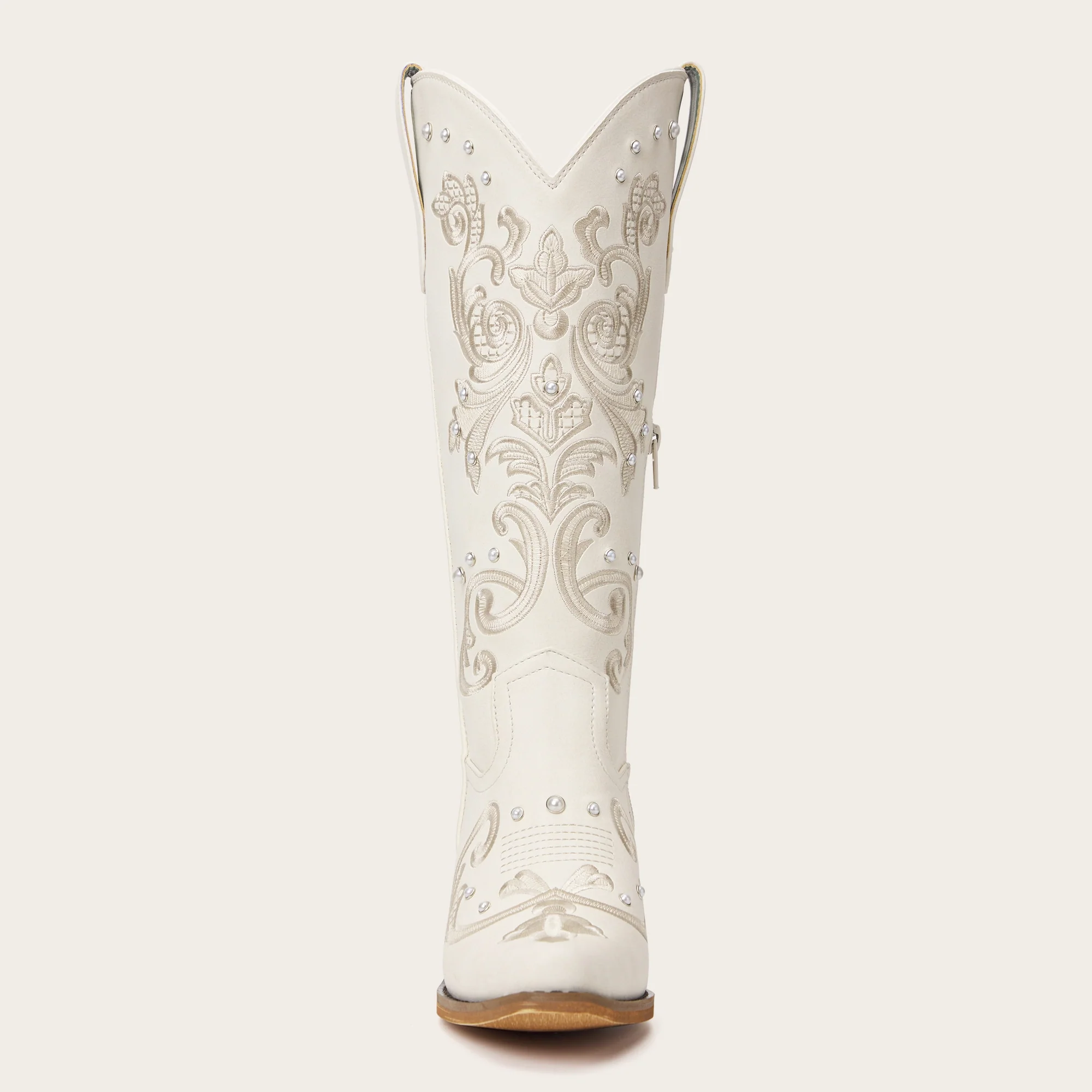 The Missie - Ivory Embroidered Cowgirl Boots with Pearls and Elegant Western Flair - Image 10