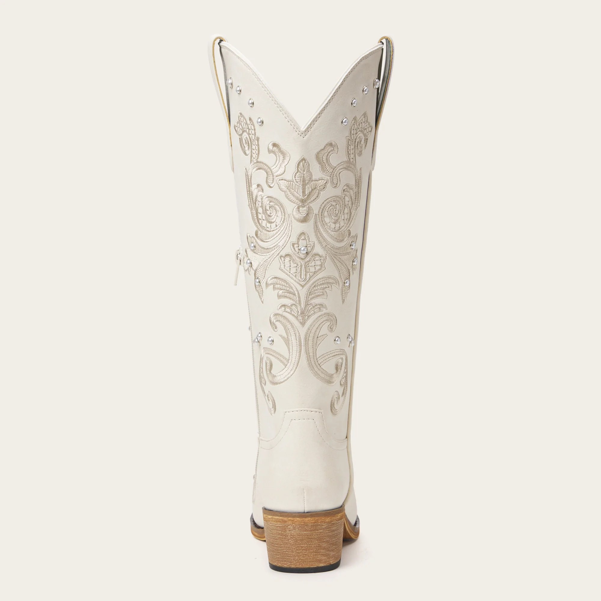 The Missie - Ivory Embroidered Cowgirl Boots with Pearls and Elegant Western Flair - Image 11