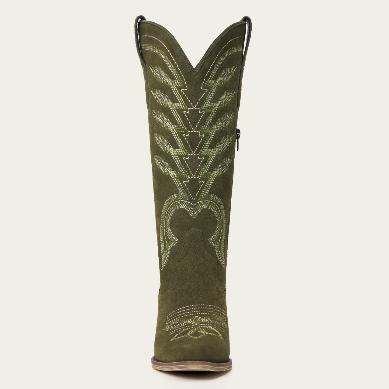 The Mojave - Olive Green Suede Cowgirl Boots with Classic Western Stitching - Image 11
