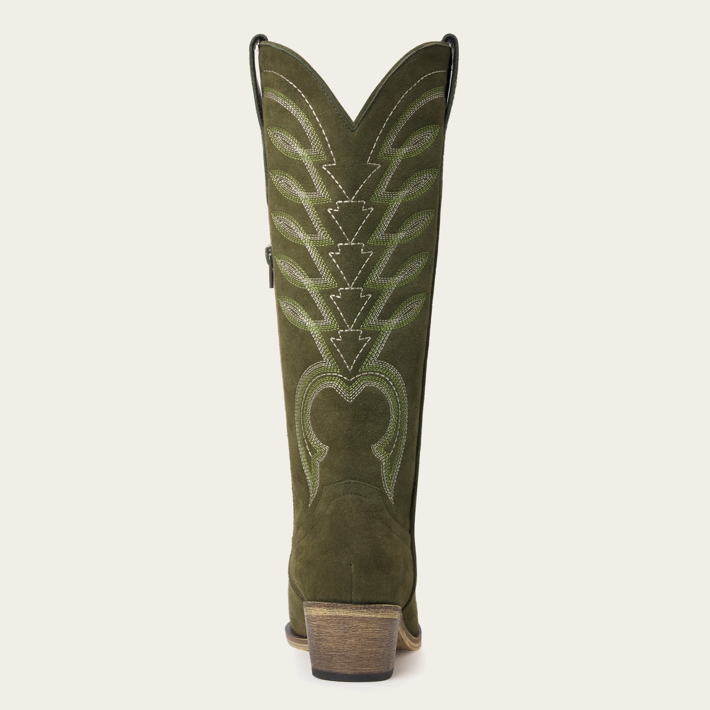 The Mojave - Olive Green Suede Cowgirl Boots with Classic Western Stitching - Image 12