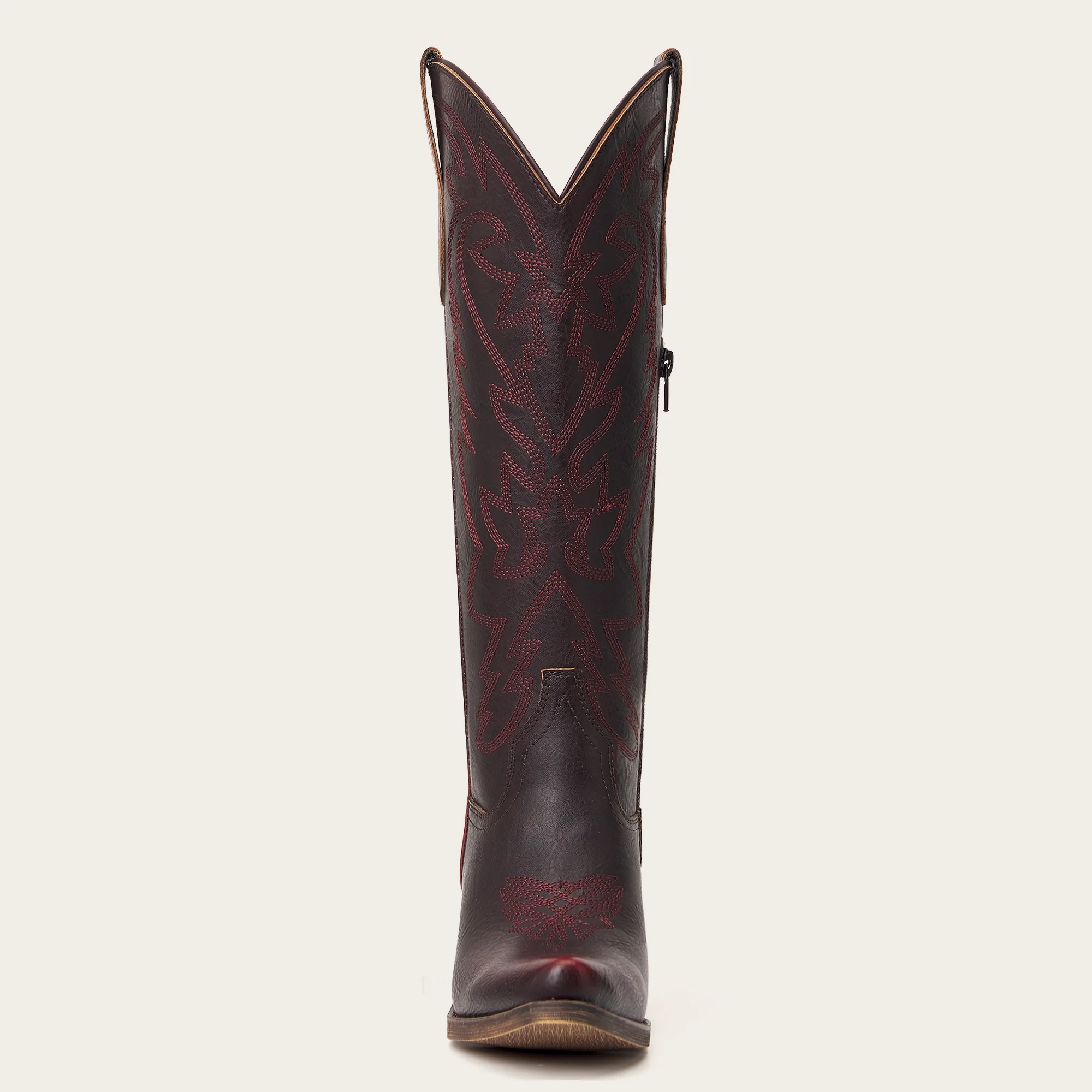 The Molly Wood - Mahogany Snip Toe Embroidered Cute Comfortable Tall Cowgirl Boots - Image 9