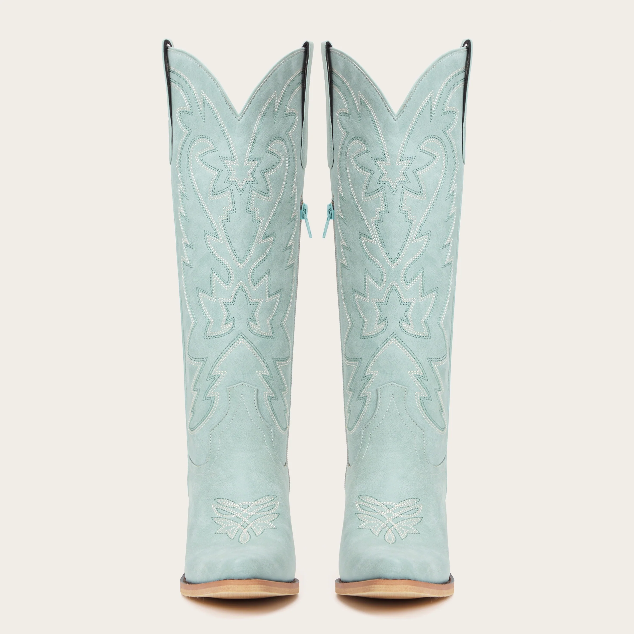 The Molly Wood - Blue Snip Toe Embroidered Cute Comfortable Tall Cowgirl Boots - Image 7
