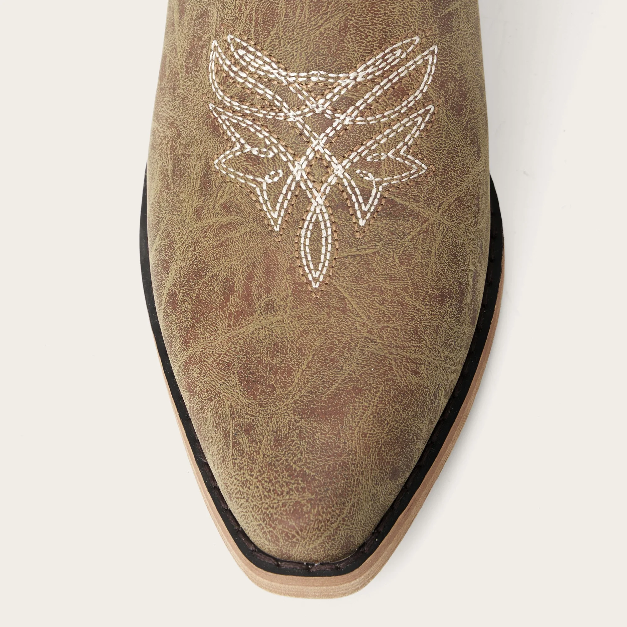 The Molly Wood - Distressed Tan Leather Snip Toe Embroidered Comfy Tall Cowgirl Boots - Image 8