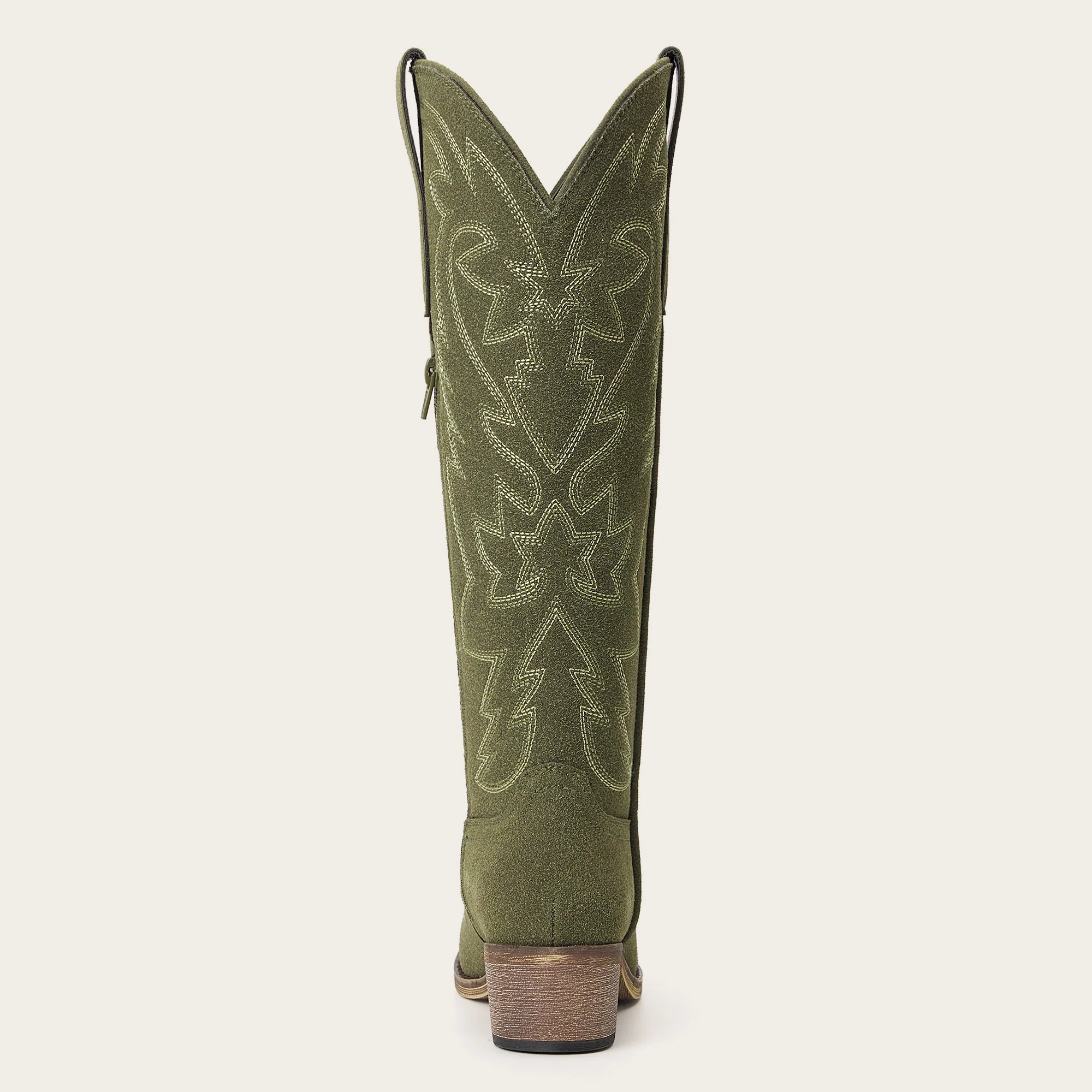 The Molly Wood - Olive Suede Snip Toe Embroidered Cute Comfortable Tall Cowgirl Boots - Image 10
