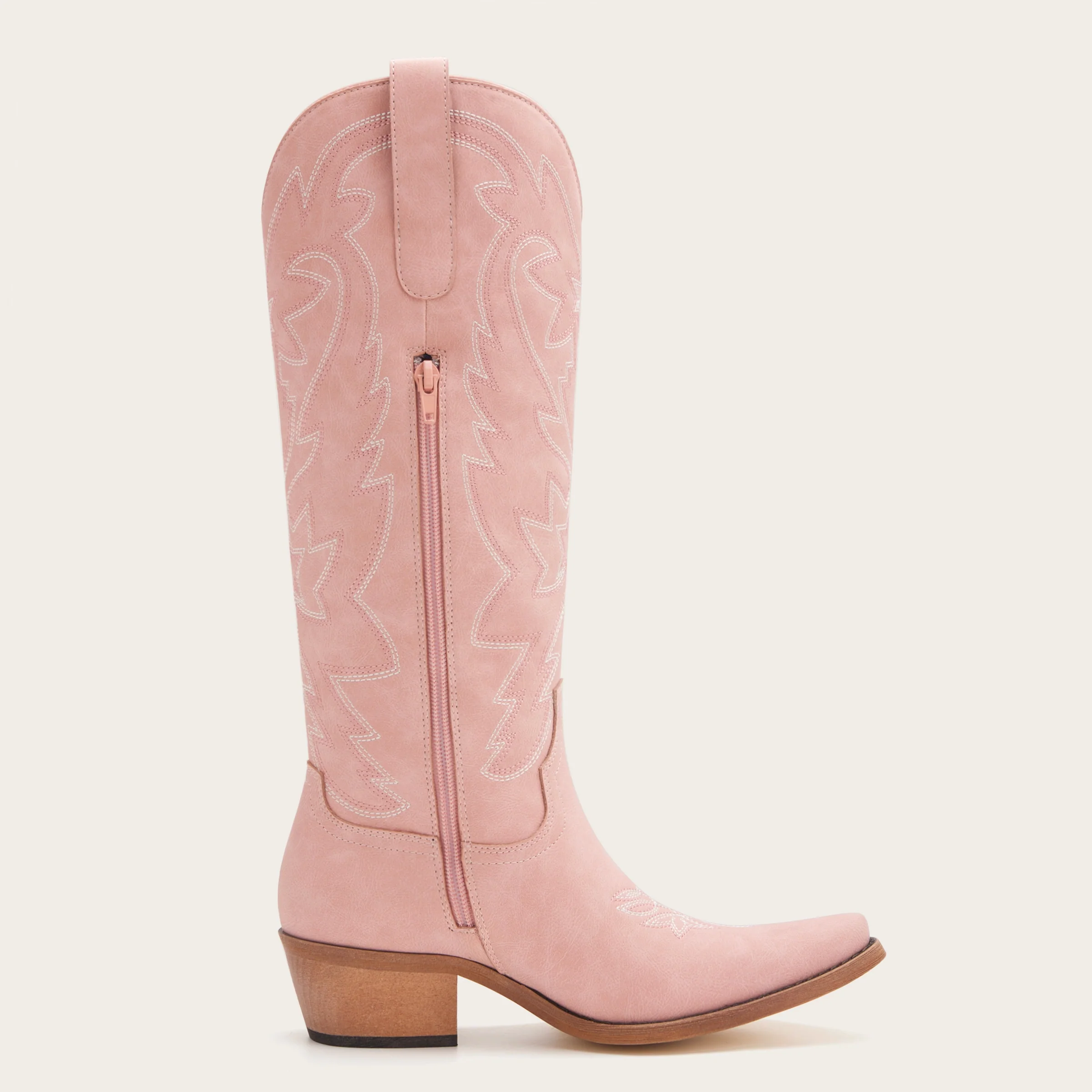 The Molly Wood – Pink Snip Toe Embroidered Cute Comfortable Tall Cowgirl Boots - Image 6