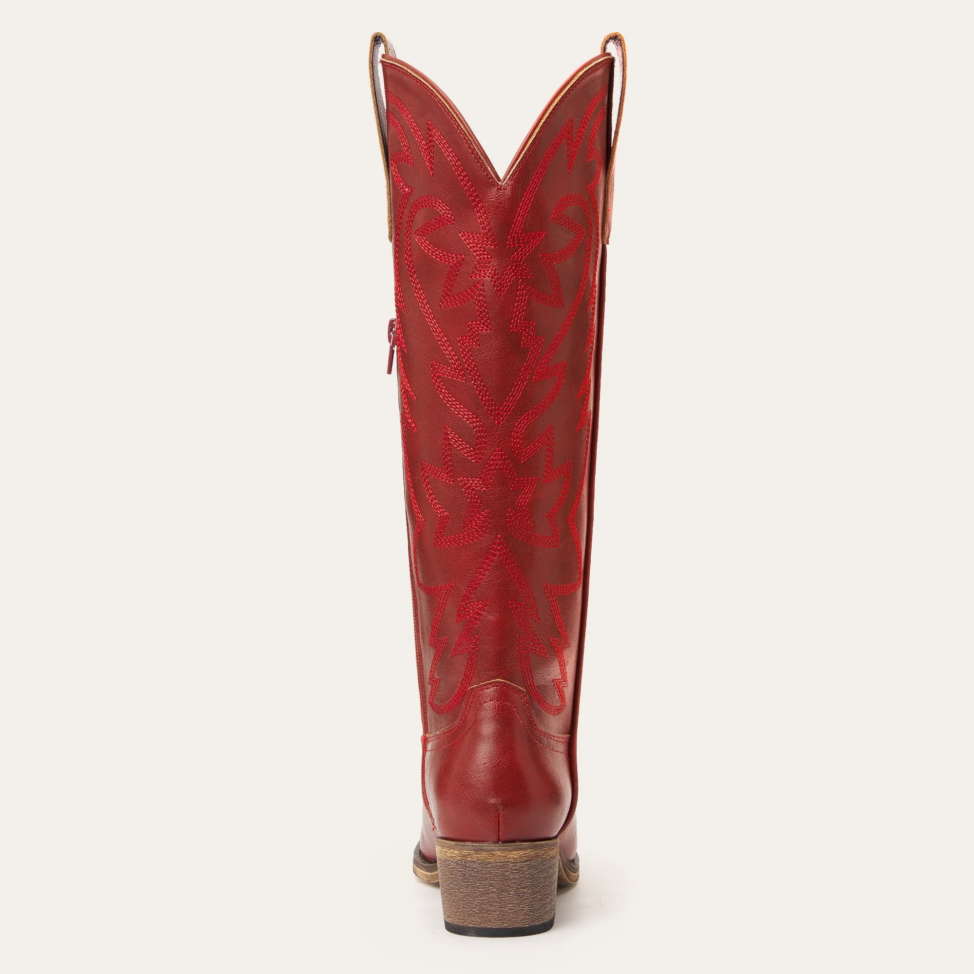The Molly Wood - Red Snip Toe Embroidered Cute Comfortable Tall Cowgirl Boots - Image 11