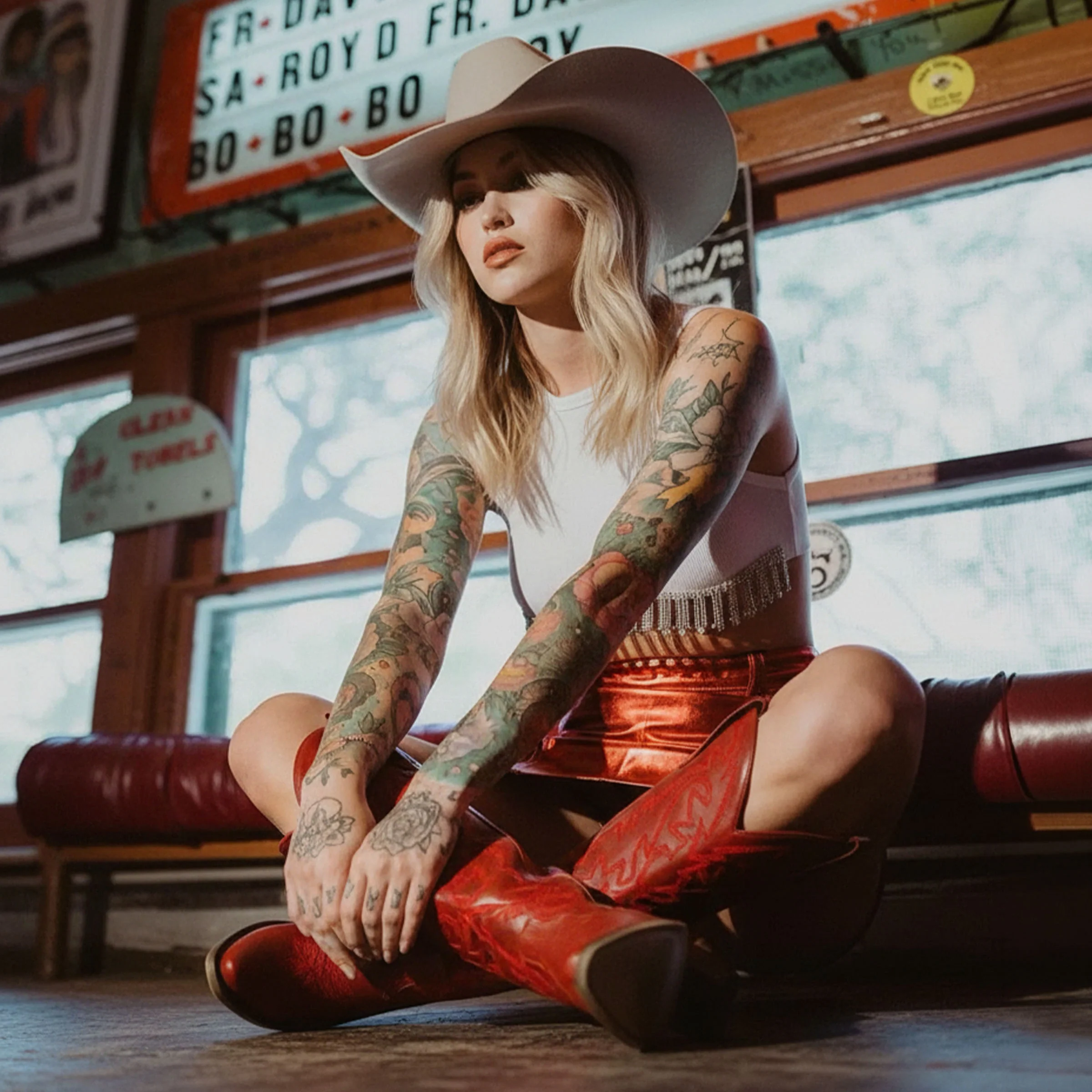 The Molly Wood - Red Snip Toe Embroidered Cute Comfortable Tall Cowgirl Boots - Image 6