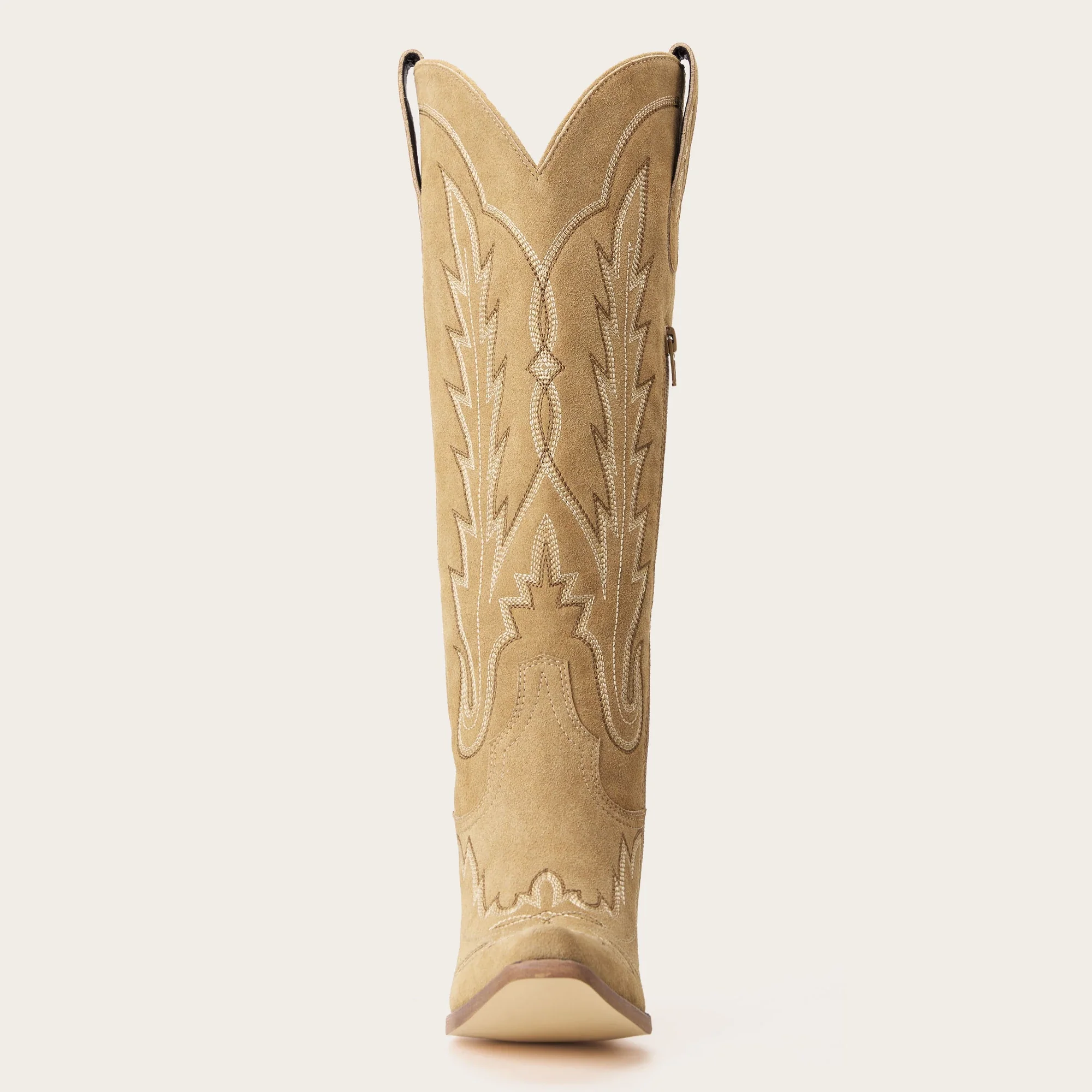 The Rosemary - Beige Suede Classic Tall Cowgirl Boots with Embroidery - Image 8