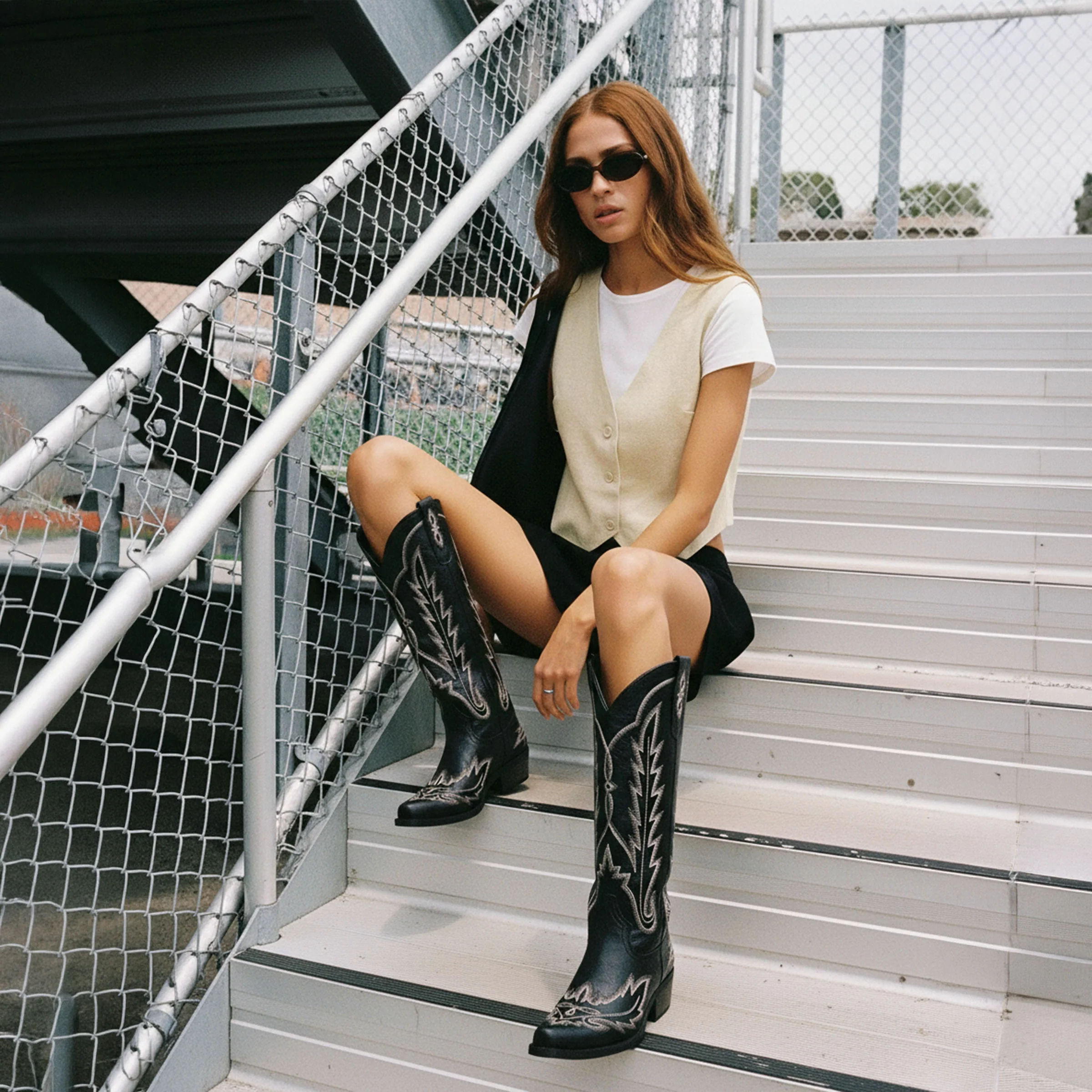 The Rosemary - Black Classic Tall Cowgirl Boots with Embroidery - Image 6