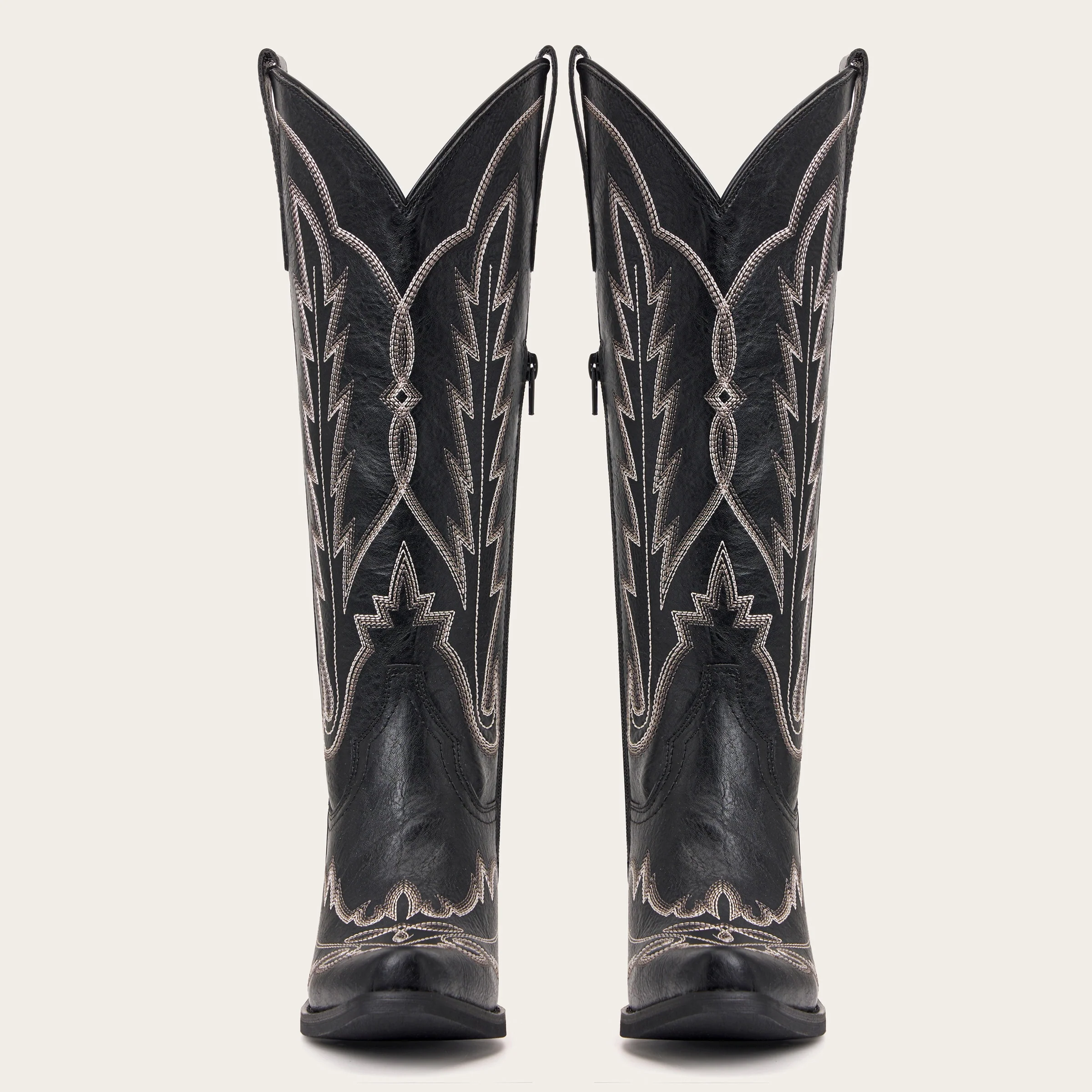 The Rosemary - Black Classic Tall Cowgirl Boots with Embroidery - Image 8