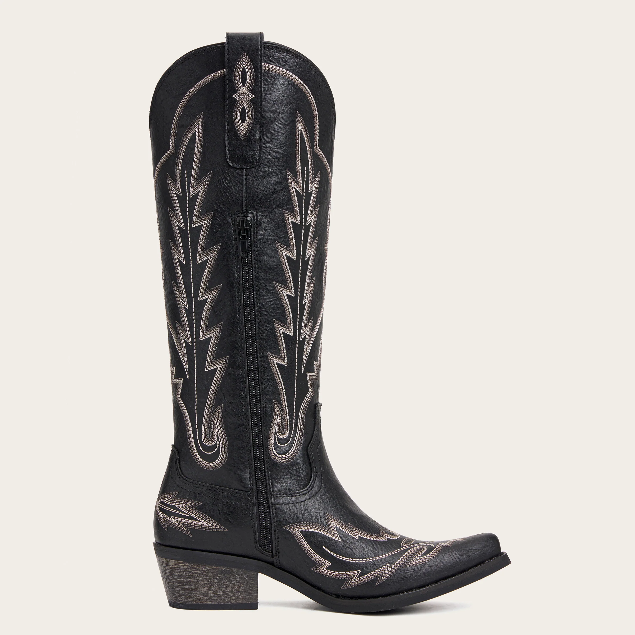 The Rosemary - Black Classic Tall Cowgirl Boots with Embroidery - Image 9