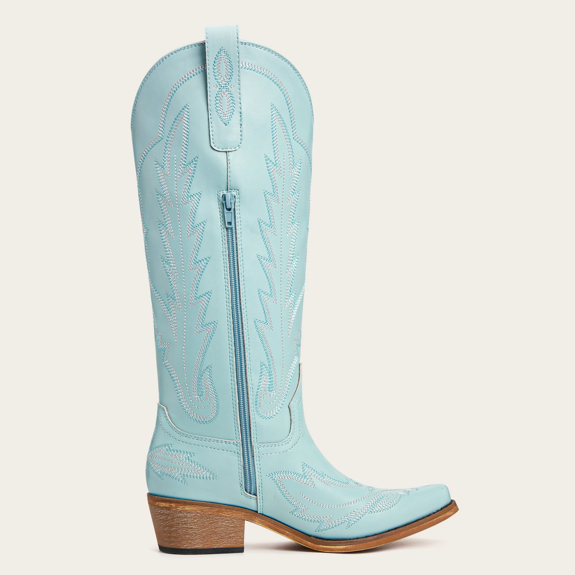The Rosemary - Blue Classic Tall Cowgirl Boots with Embroidery - Image 8