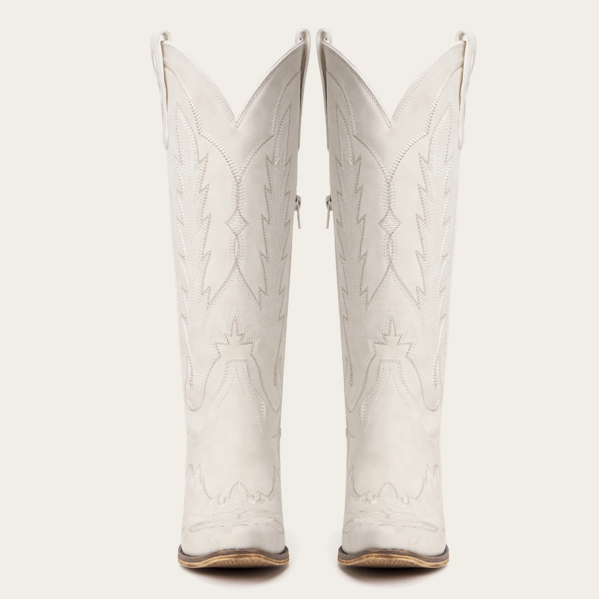 The Rosemary - Cream Classic Tall Cowgirl Boots with Embroidery - Image 7