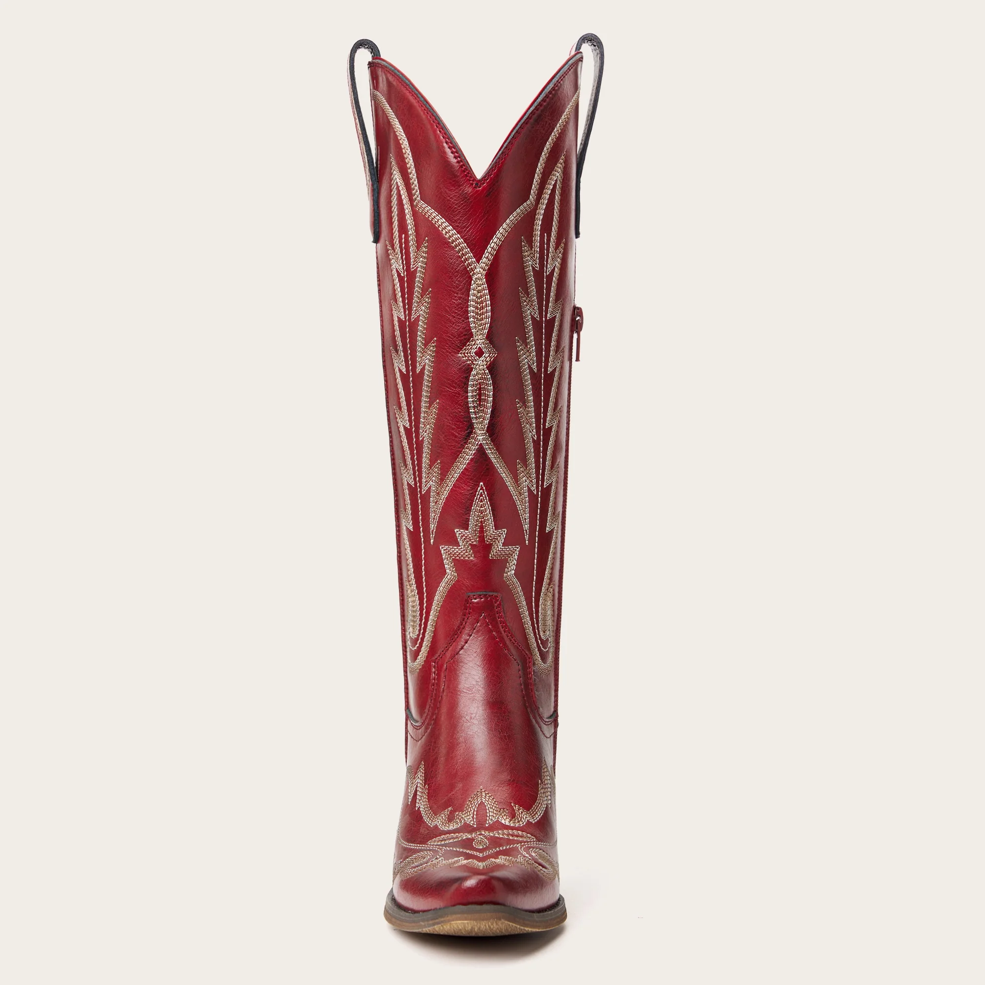 The Rosemary - Crimson Leather Classic Tall Cowgirl Boots with Embroidery - Image 12