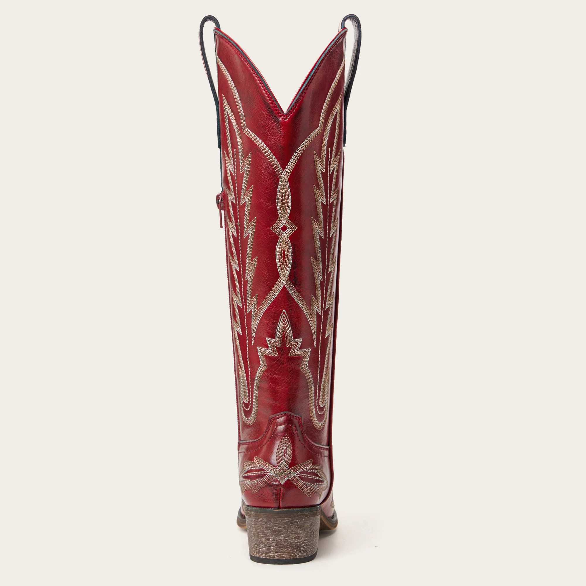 The Rosemary - Crimson Leather Classic Tall Cowgirl Boots with Embroidery - Image 13
