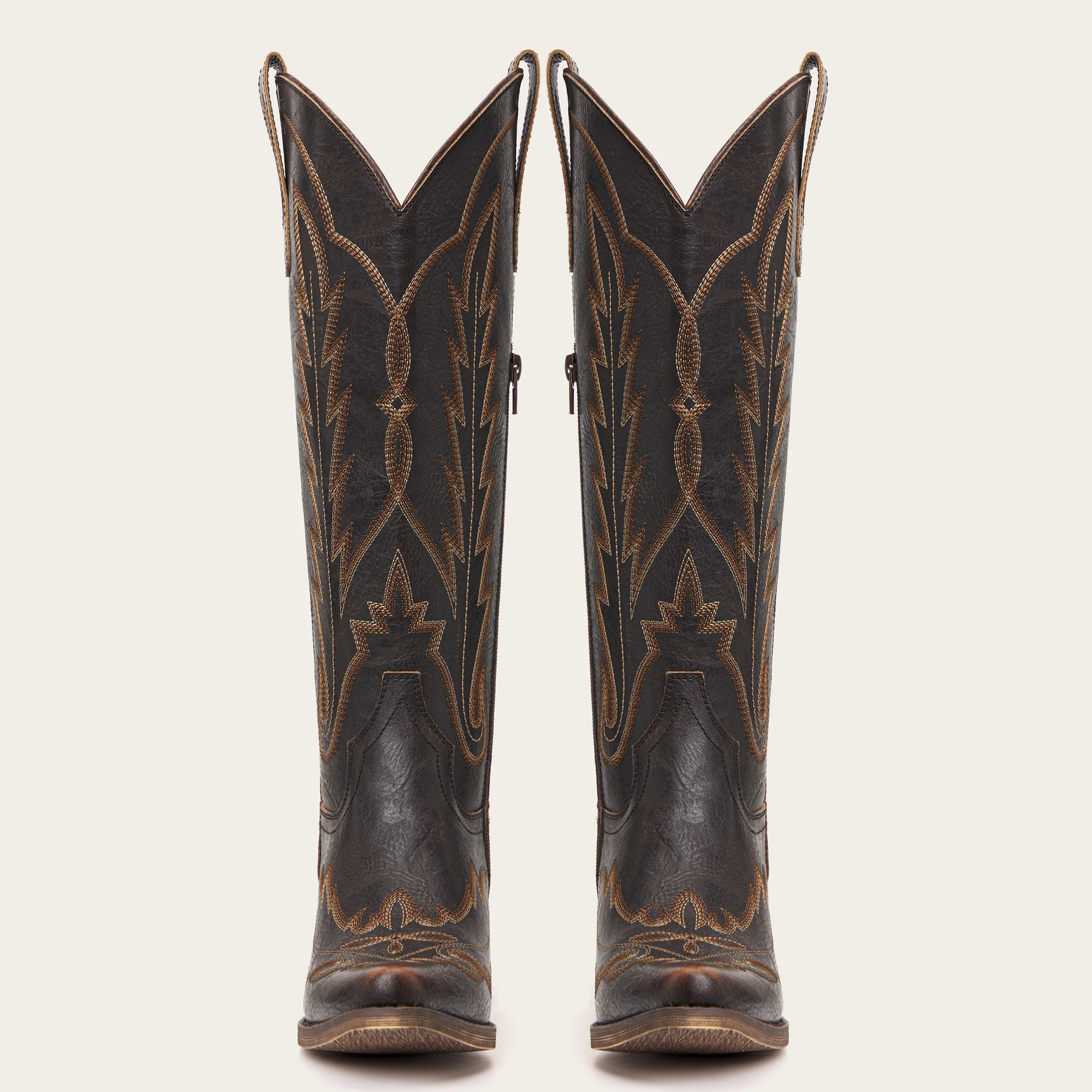 The Rosemary - Dark Brown Classic Tall Cowgirl Boots with Embroidery - Image 7