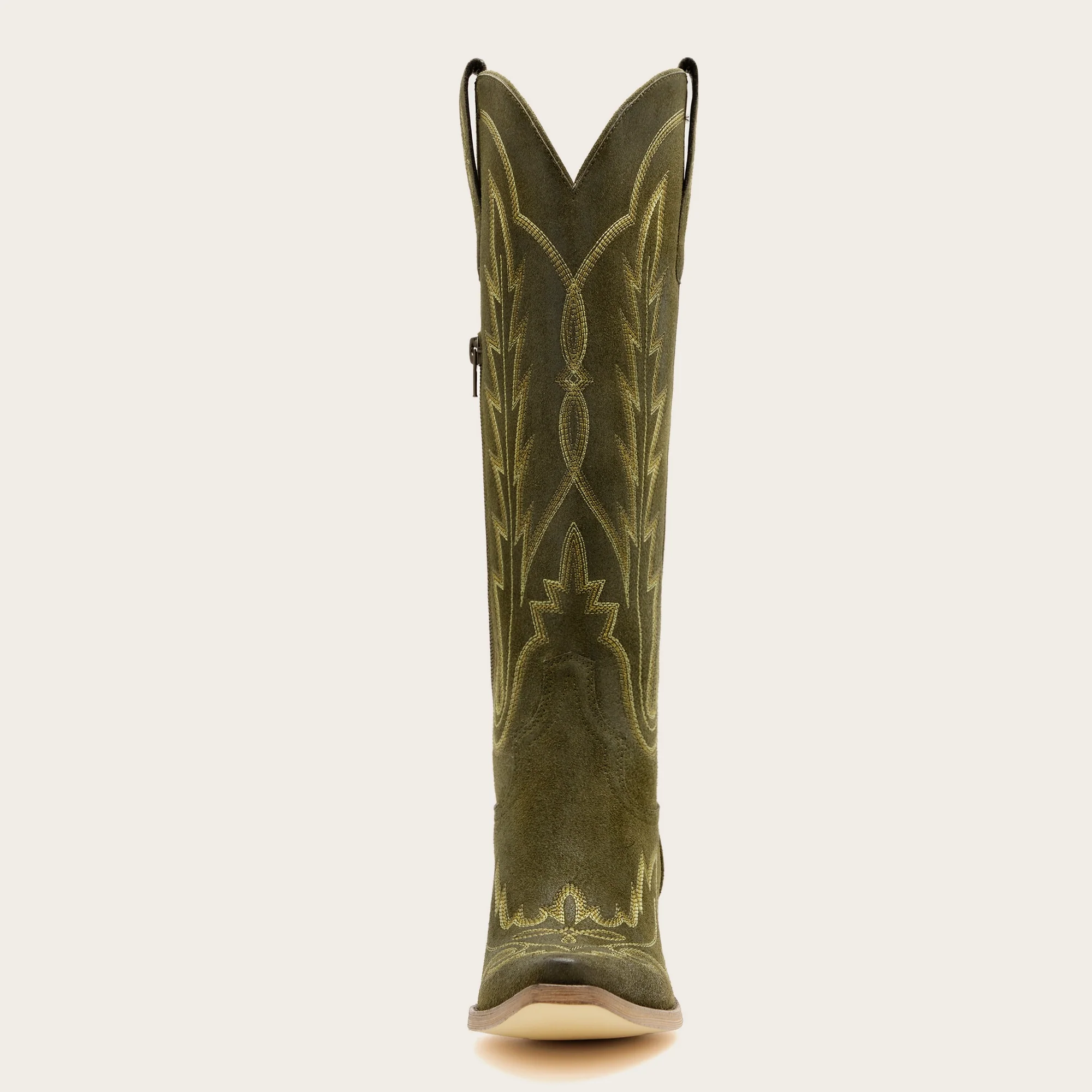 The Rosemary - Olive Faux Suede Classic Tall Cowgirl Boots with Embroidery - Image 11
