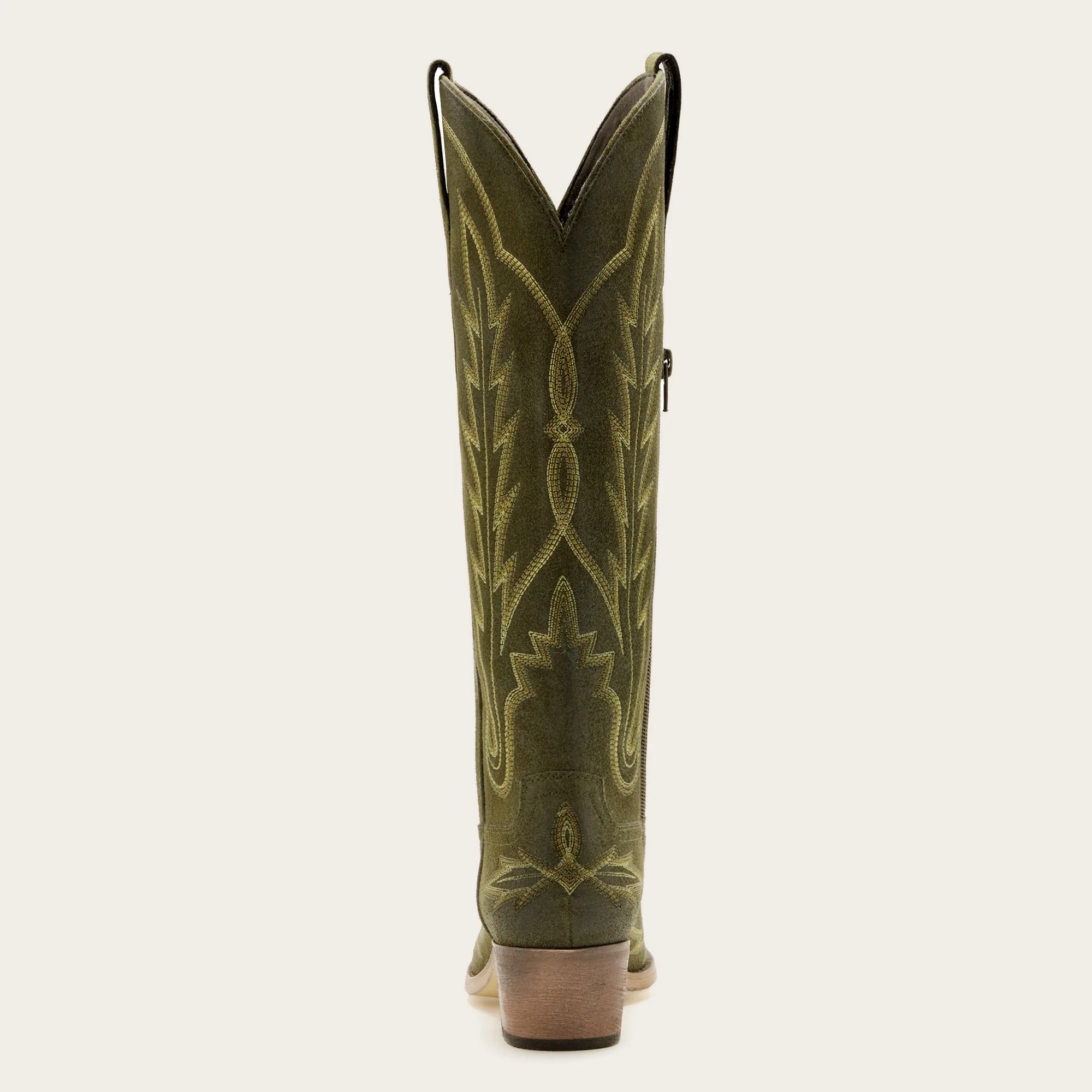 The Rosemary - Olive Faux Suede Classic Tall Cowgirl Boots with Embroidery - Image 12
