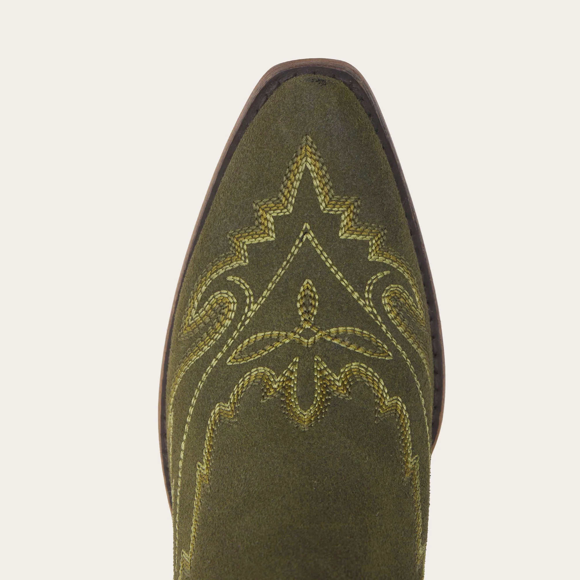 The Rosemary - Olive Faux Suede Classic Tall Cowgirl Boots with Embroidery - Image 8
