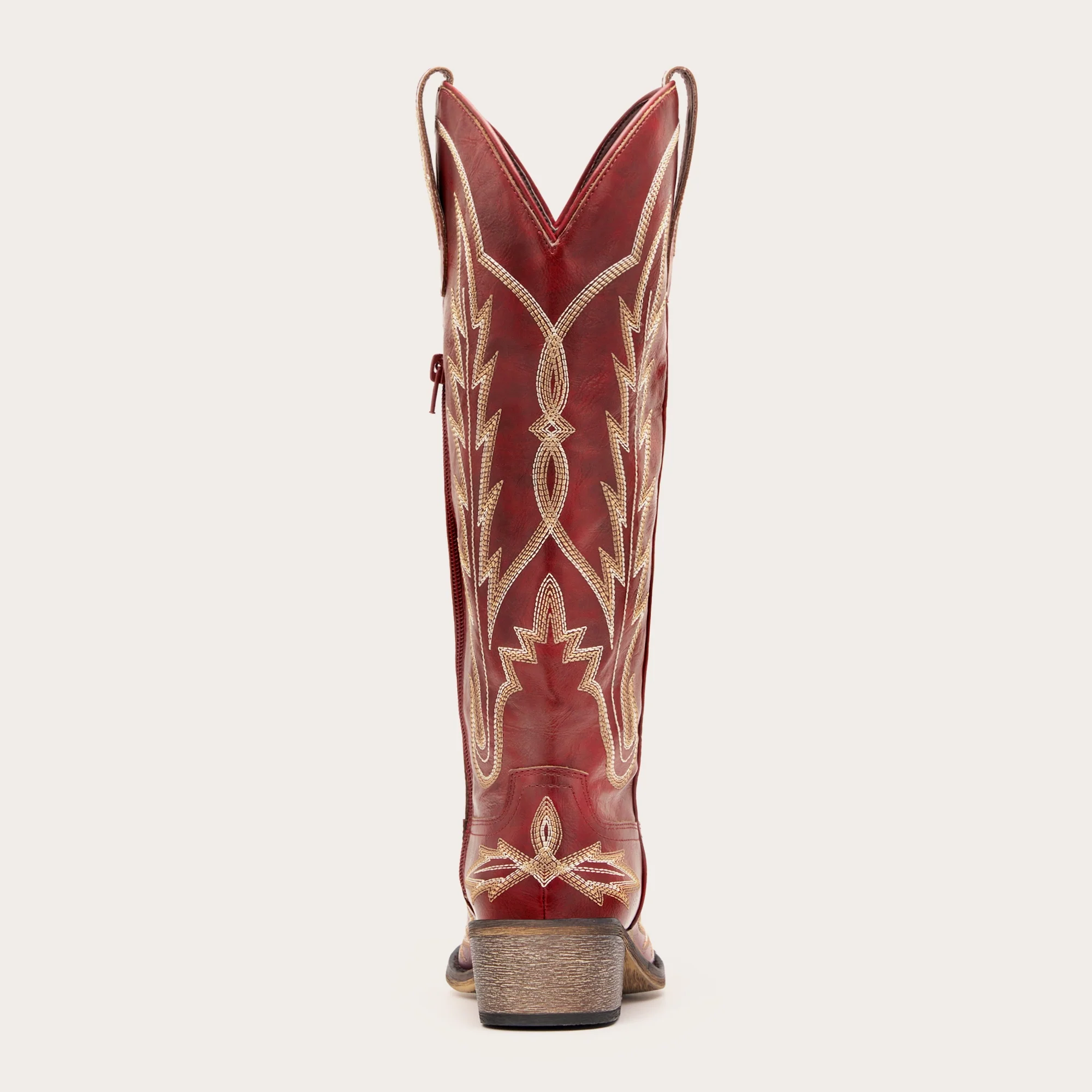 The Rosemary - Burgundy Classic Tall Cowgirl Boots with Embroidery - Image 17