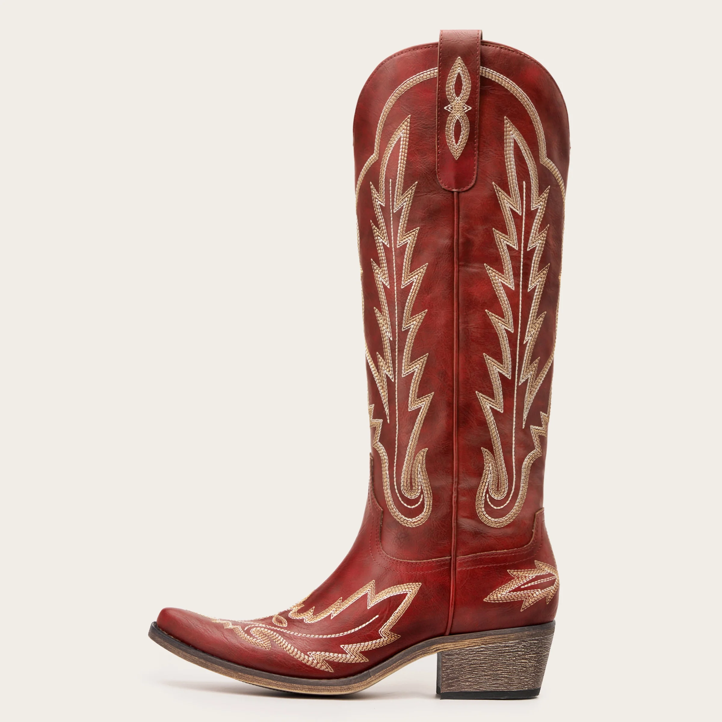 The Rosemary - Burgundy Classic Tall Cowgirl Boots with Embroidery - Image 5