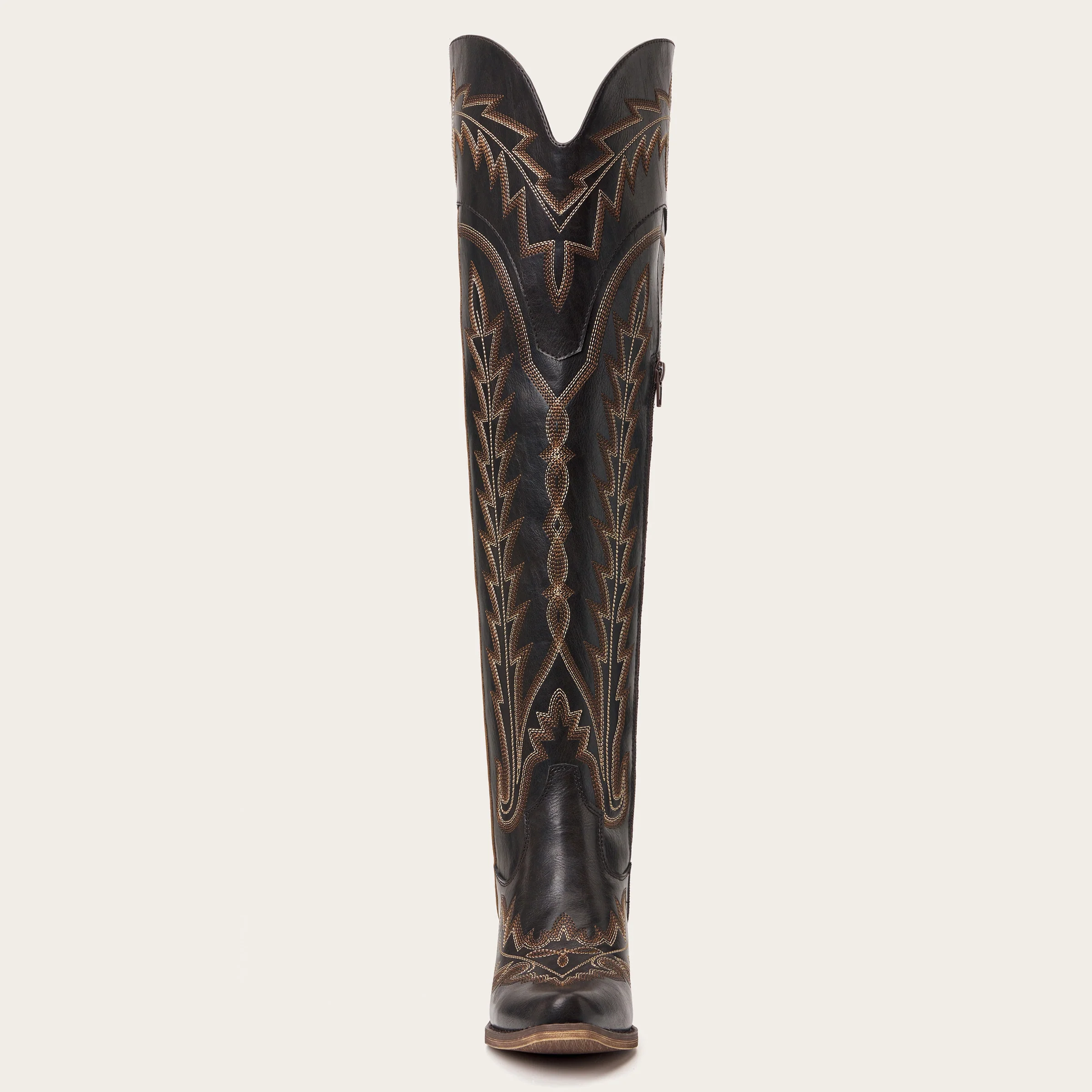 The Ross - Espresso Over-the-Knee Wide Calf Cowgirl Boots with Back Tie & Embroidery - Image 13