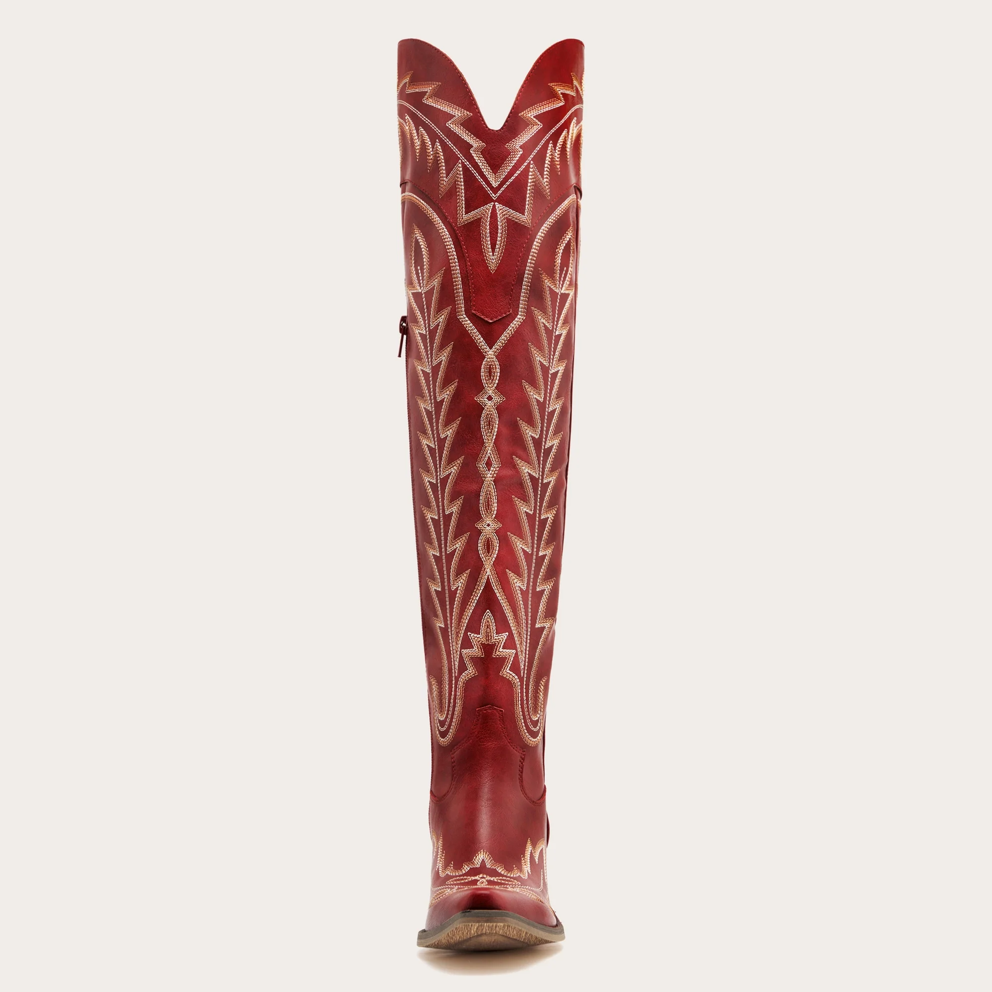 The Ross - Red Over-the-Knee Wide Calf Cowgirl Boots with Back Tie & Embroidery - Image 16