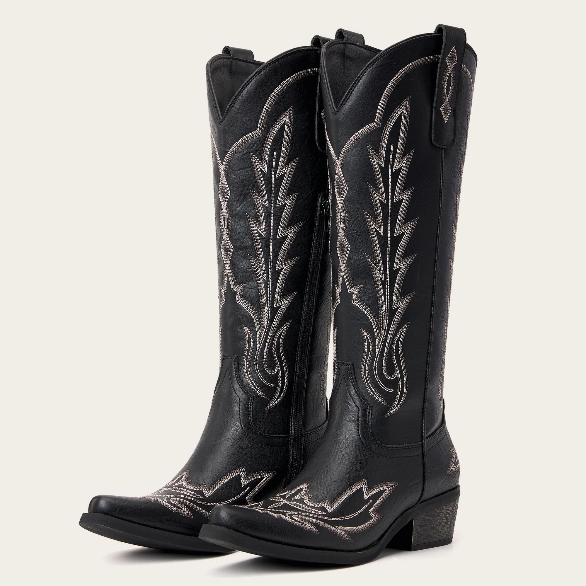 The Sierra – Black Lightning Embroidered Cowgirl Boots - Image 3
