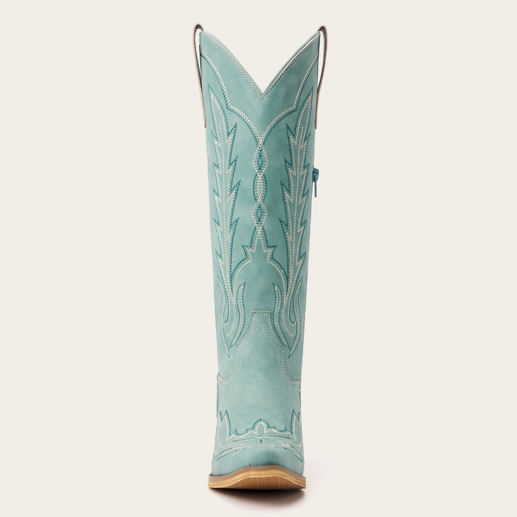 The Sierra – Turquoise Lightning Embroidered Cowgirl Boots - Image 5