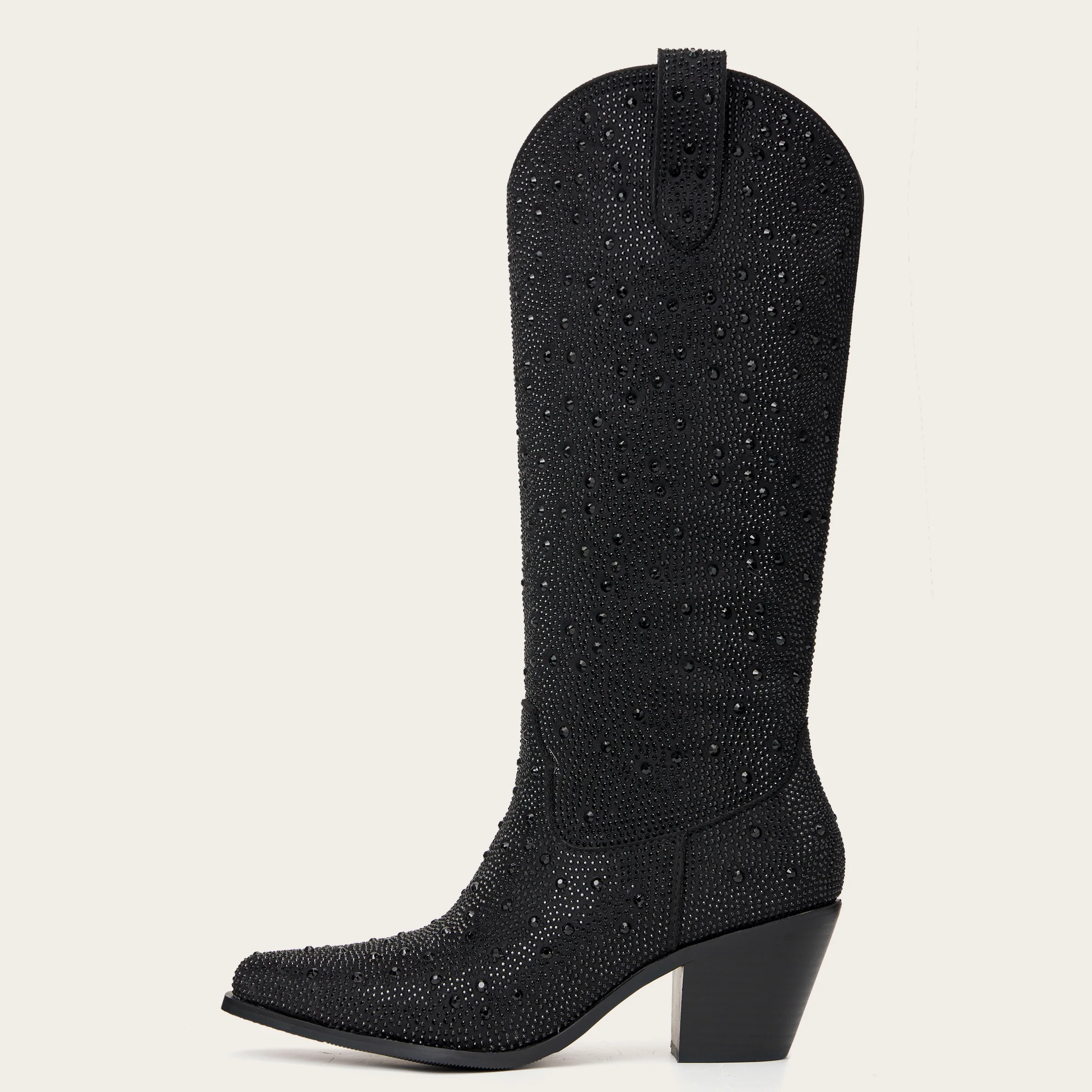 The Stardust - Crystal Covered Black Tall Cowgirl Boots - Image 4