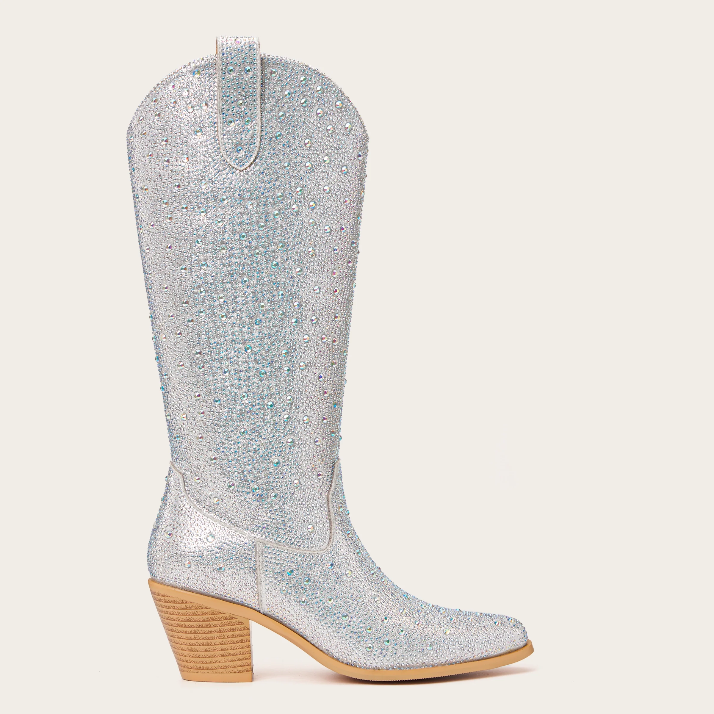 The Stardust - Crystal Covered Silver Tall Cowgirl Boots - Image 5