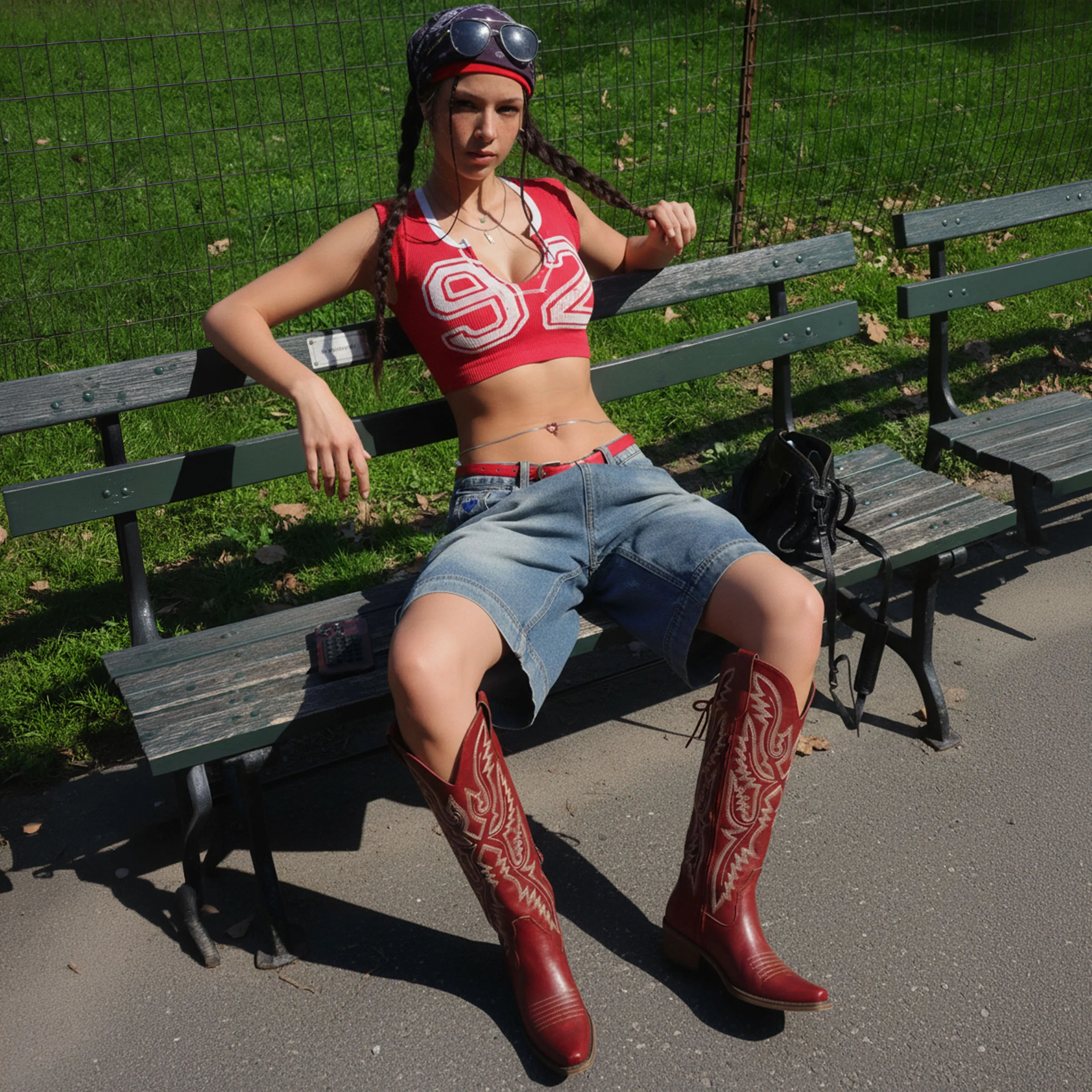 The Withersteen - Red Wide Calf Cowgirl Boots with Bold Embroidery and Lace-Up Back - Image 6
