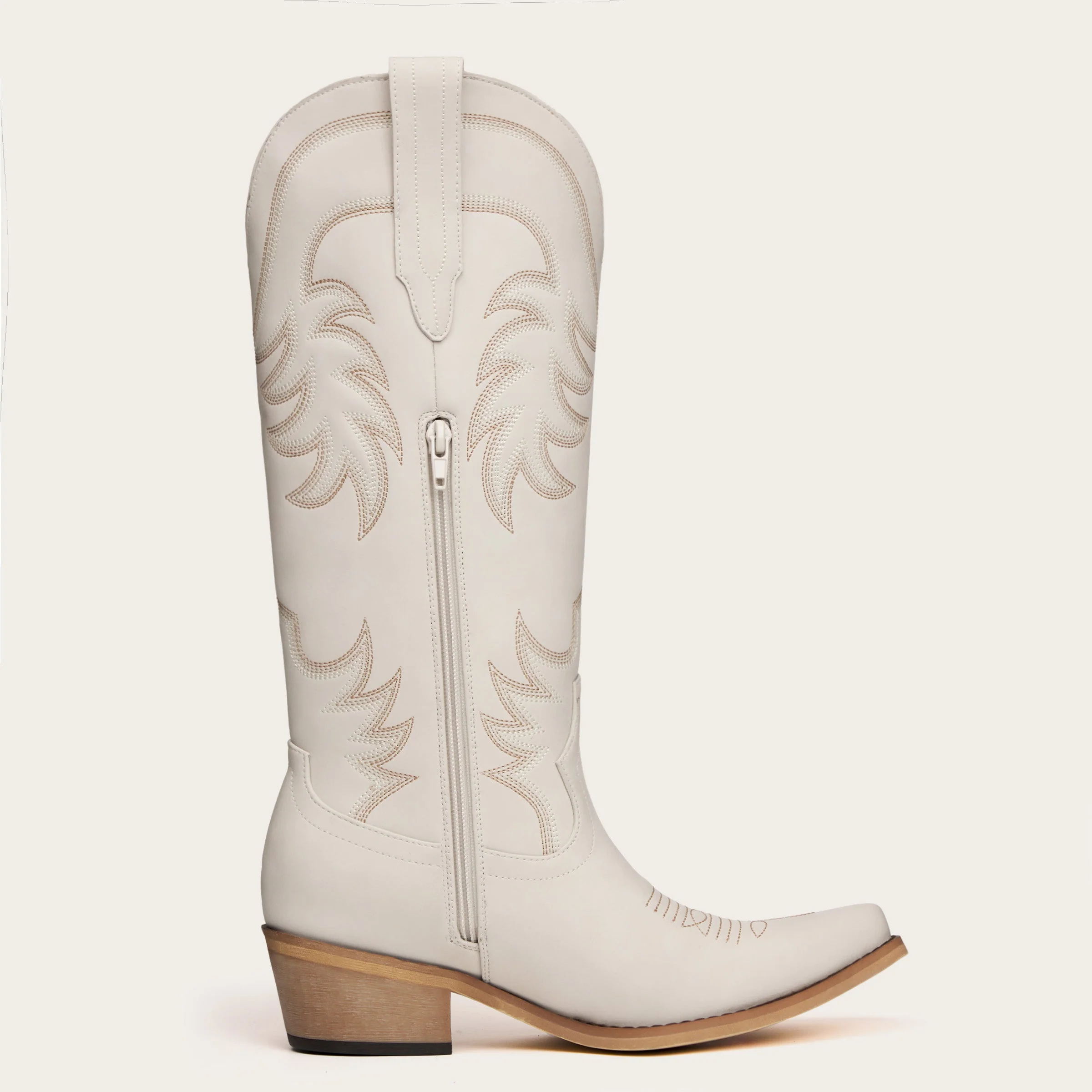 The Elizabeth - Cream Cowgirl Boots with Timeless Elegance Embroidery - Image 5